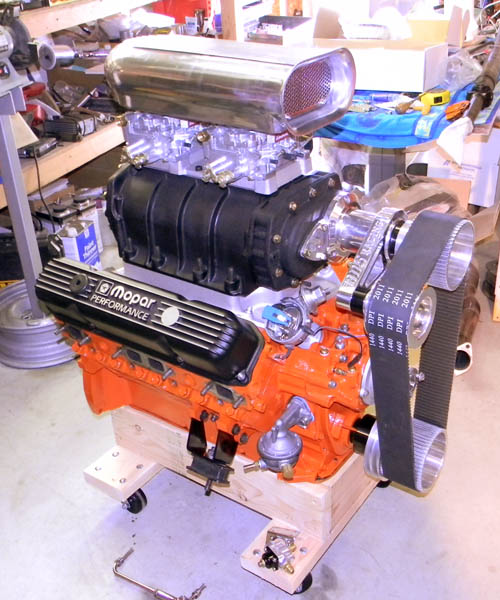 6-71 supercharger mocked up on Chrysler 440 engine